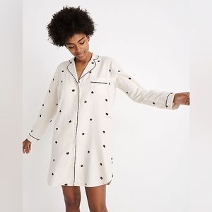 Madewell Bedtime Flannel Shirt Dress in Cat Person